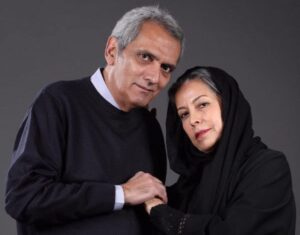 تیپ مشکی فرخ نعمتی در کنار همسرش