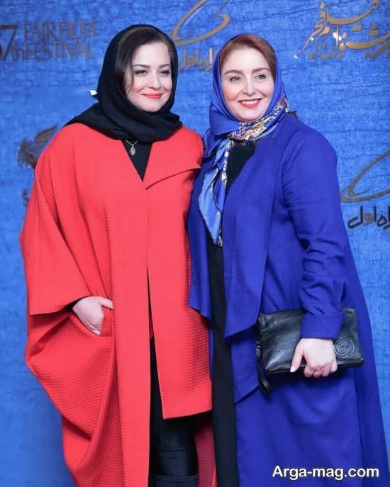 ژاله صامتی با مانتو آبی و مهراوه شریفی نیا با مانتو قرمز - مدل مانتو بازیگران چاق ایرانی
