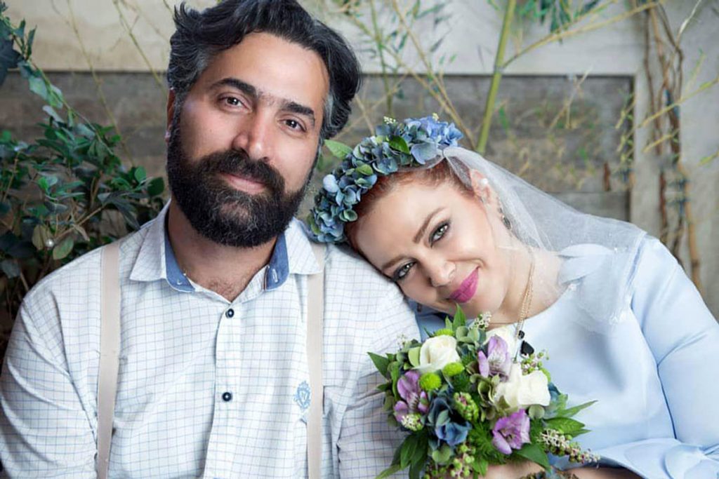 بهاره رهنما با لباس عروسی و همسرش با کت و شلوار رسمی - مهریه بهاره رهنما
