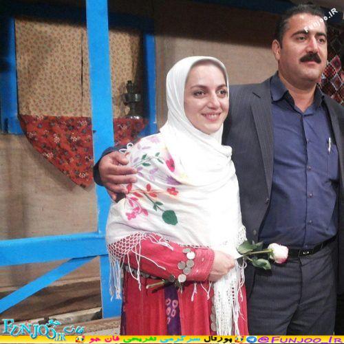 نسرین بابایی بازیگر گیلانی با لباس محلی و همسرش