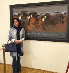 تابلوی نقاشی ناصر اویسی که توسط الناز شاکردوست در حراجی هنر تهران خریداری شد