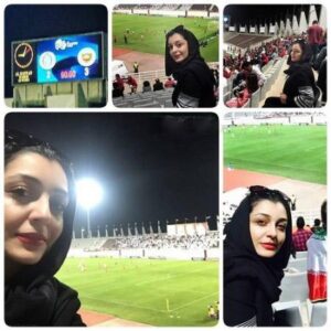 ساره بیات در استادیوم فوتبال عمارات