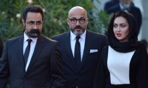 نیکی کریمی و امیر آقایی و وحید جلیلوند در اختتامیه جشنواره فیلم ونیز 72